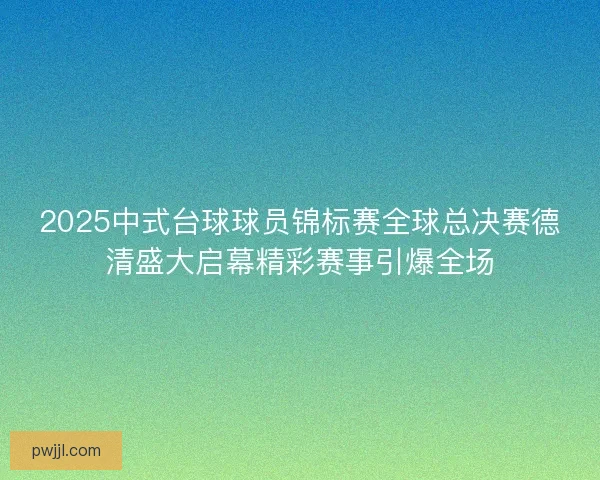 2025中式台球球员锦标赛全球总决赛德清盛大启幕精彩赛事引爆全场
