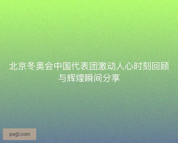 北京冬奥会中国代表团激动人心时刻回顾与辉煌瞬间分享