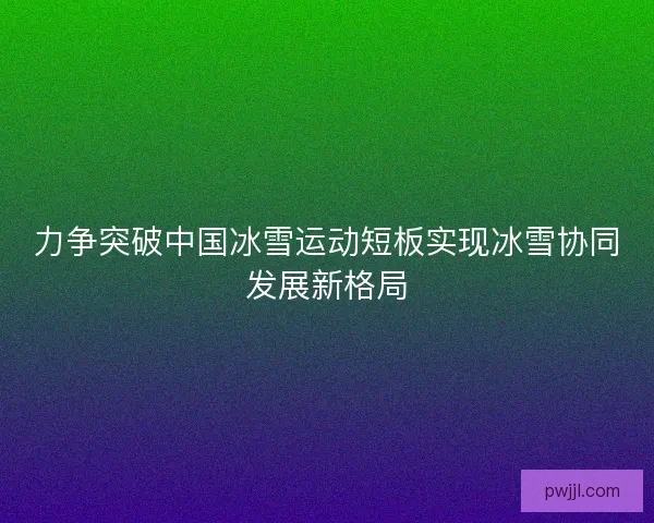 力争突破中国冰雪运动短板实现冰雪协同发展新格局 力争突破中国冰雪运动短板实现冰雪协同发展新格局